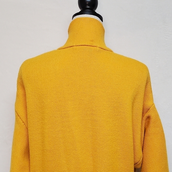VINTAGE 90s I.B. Diffusion Mustard Yellow Knit Oversized Kimono Sweater Cardigan - Picture 12 of 14